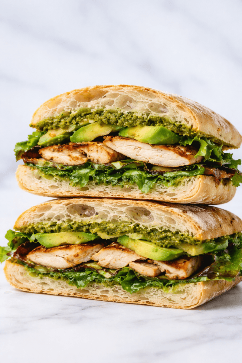 Sandwich de Pollo Palta y  Pesto.