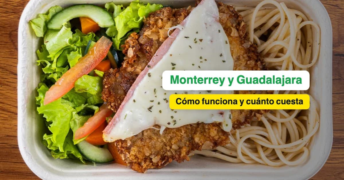 Milanesa napolitana con espagueti y ensalada en el empaque de Manzana Verde