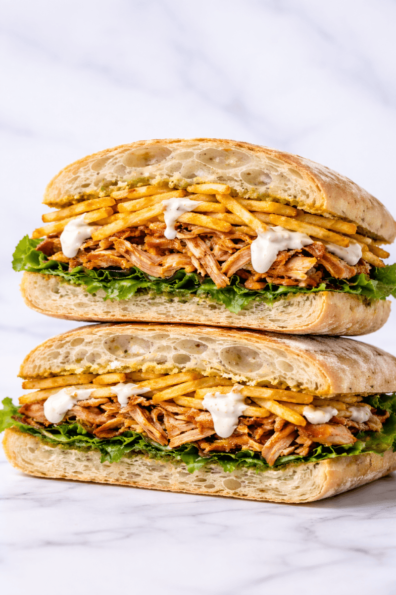 Sandwich de Pollo deshilachado.